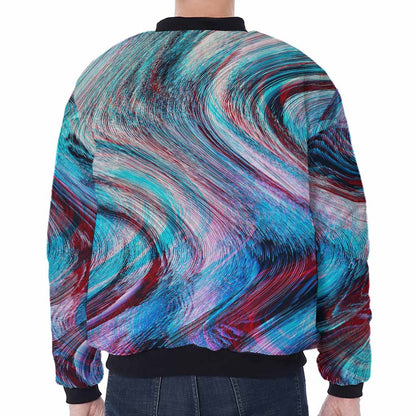 Smoke Psychedelic Trippy Print Zip Sleeve Bomber Jacket