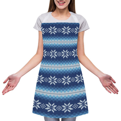 Snow Flower Knitted Pattern Print Adjustable Apron