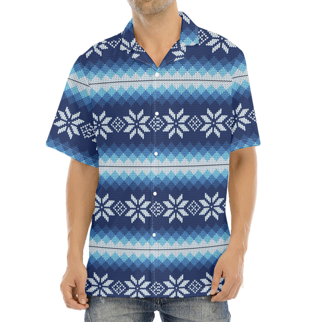 Snow Flower Knitted Pattern Print Aloha Shirt