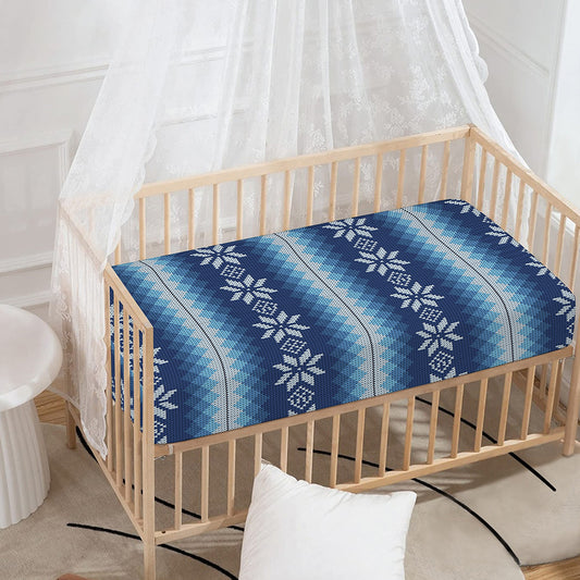 Snow Flower Knitted Pattern Print Baby Crib Sheet