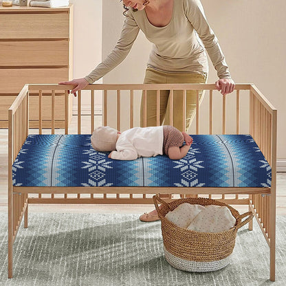 Snow Flower Knitted Pattern Print Baby Crib Sheet