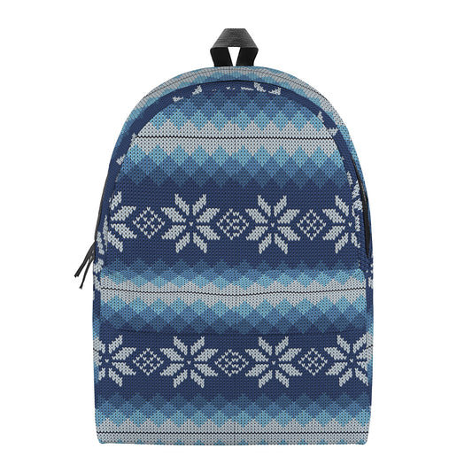 Snow Flower Knitted Pattern Print Backpack