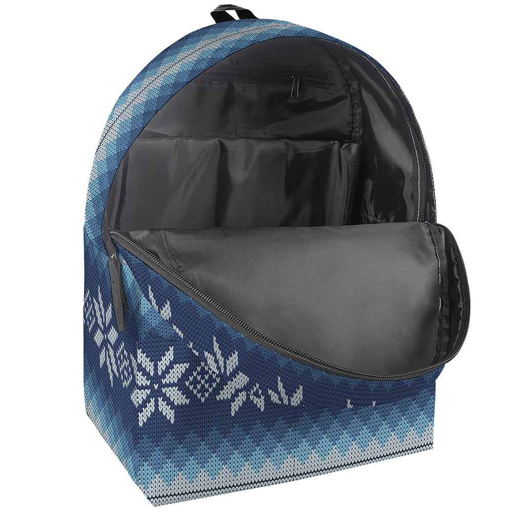 Snow Flower Knitted Pattern Print Backpack