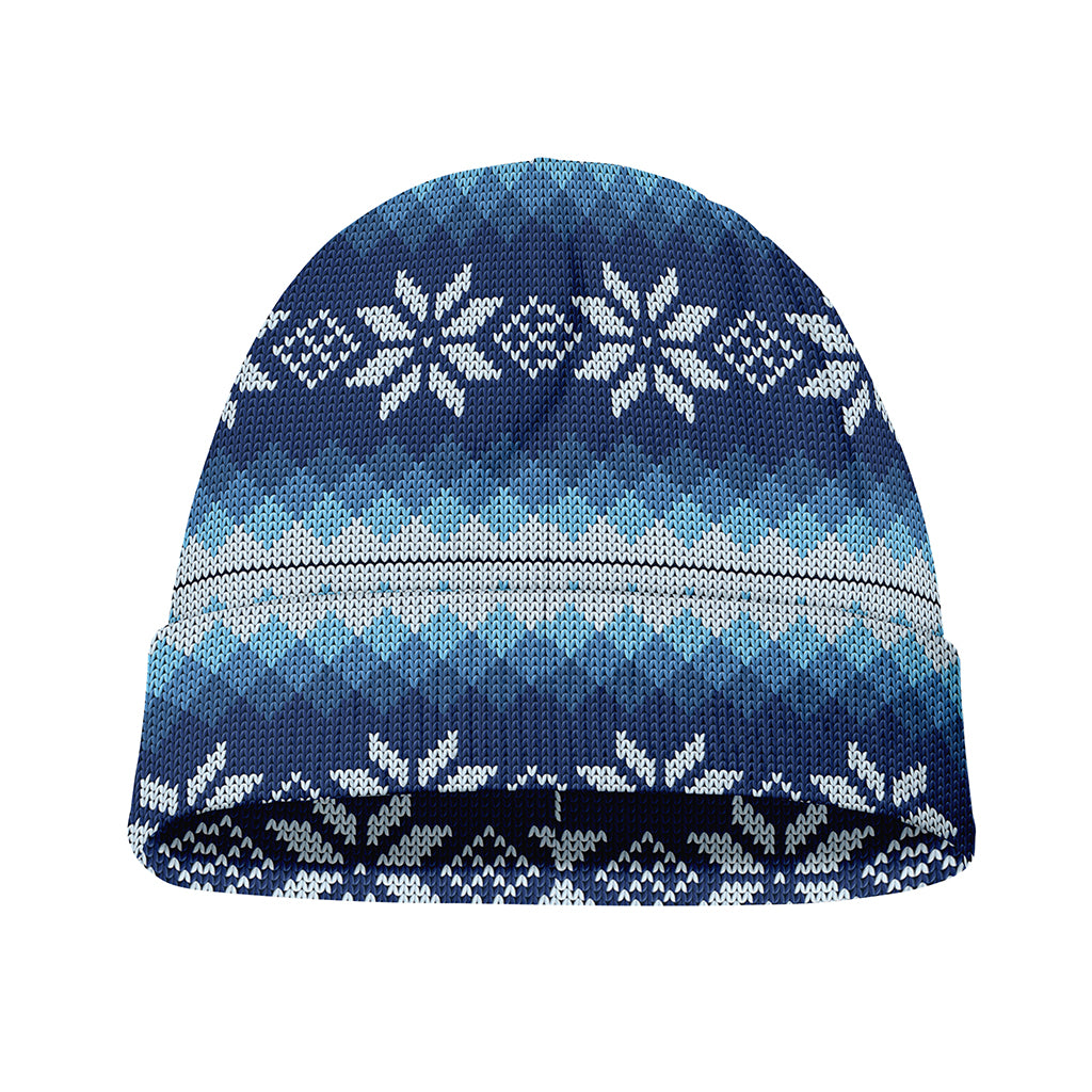 Snow Flower Knitted Pattern Print Beanie