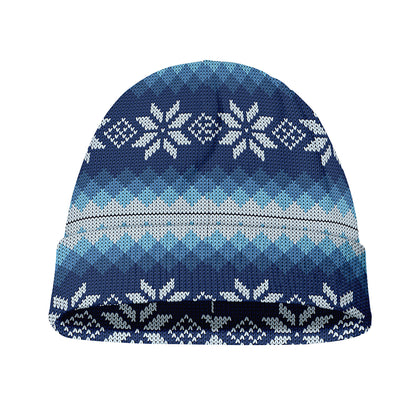 Snow Flower Knitted Pattern Print Beanie