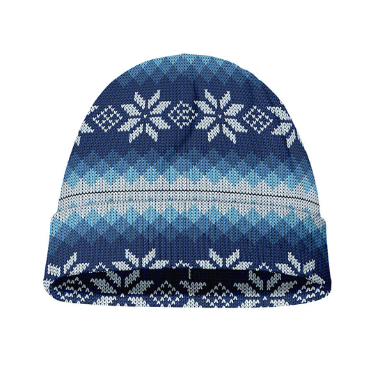 Snow Flower Knitted Pattern Print Beanie