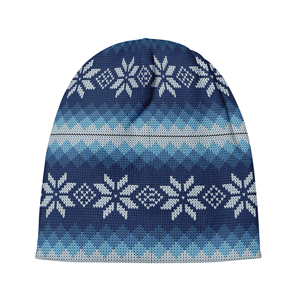 Snow Flower Knitted Pattern Print Beanie