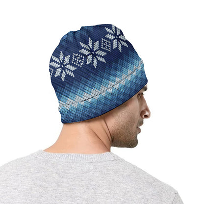 Snow Flower Knitted Pattern Print Beanie