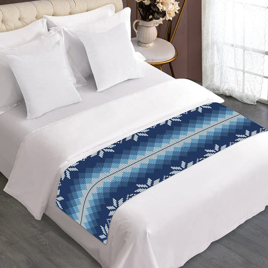 Snow Flower Knitted Pattern Print Bed Runner