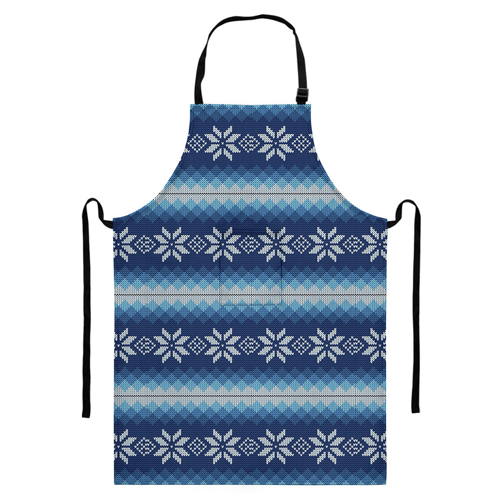 Snow Flower Knitted Pattern Print Bib Apron With Pocket