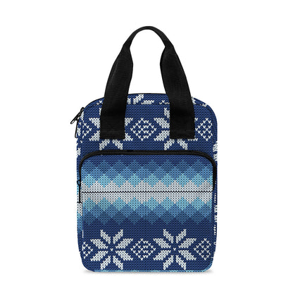 Snow Flower Knitted Pattern Print Bible Tote Bag