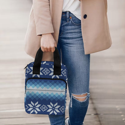Snow Flower Knitted Pattern Print Bible Tote Bag