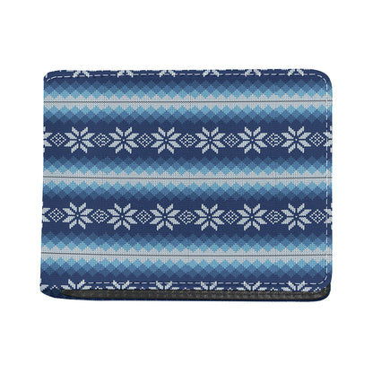 Snow Flower Knitted Pattern Print Bifold Wallet