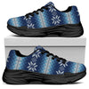 Snow Flower Knitted Pattern Print Black Chunky Shoes