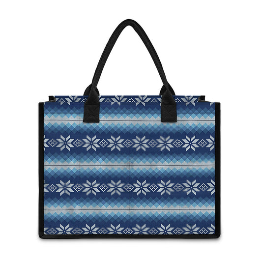 Snow Flower Knitted Pattern Print Canvas Tote Bag