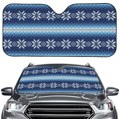 Snow Flower Knitted Pattern Print Car Windshield Sun Shade