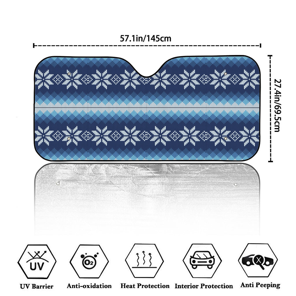 Snow Flower Knitted Pattern Print Car Windshield Sun Shade