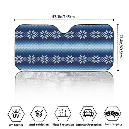 Snow Flower Knitted Pattern Print Car Windshield Sun Shade