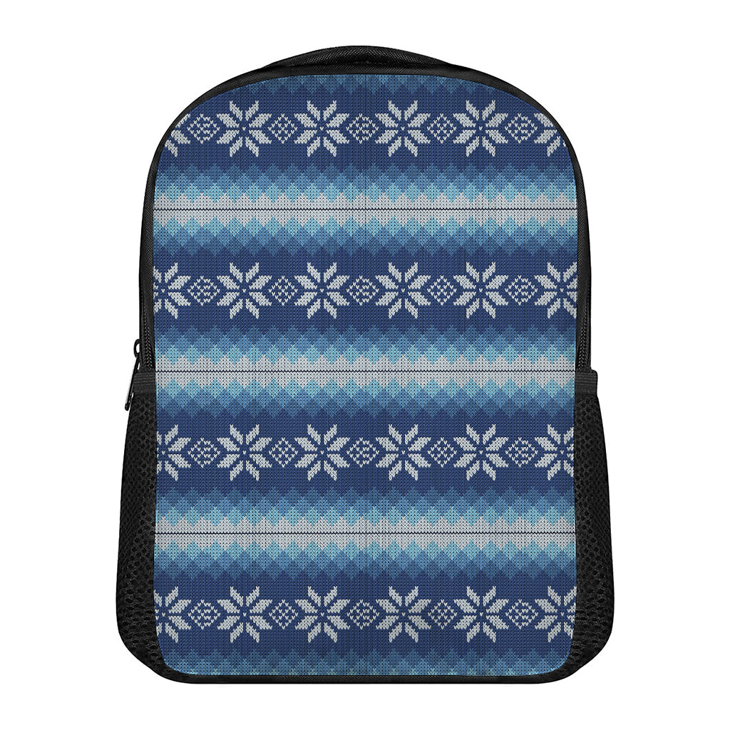 Snow Flower Knitted Pattern Print Casual Backpack
