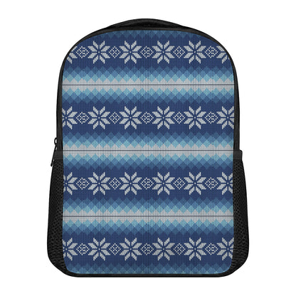 Snow Flower Knitted Pattern Print Casual Backpack