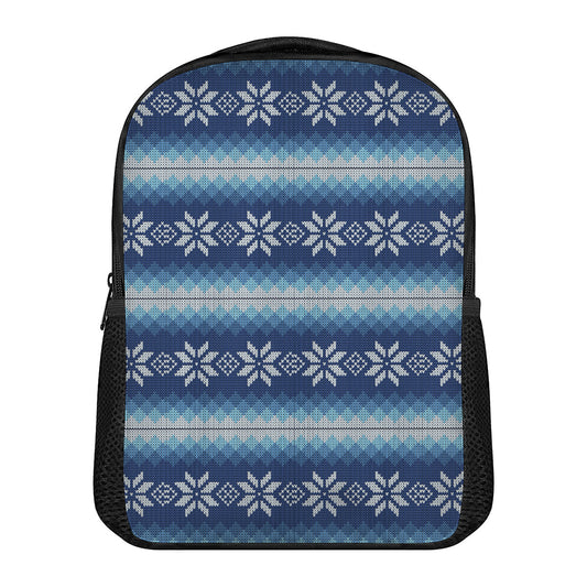 Snow Flower Knitted Pattern Print Casual Backpack