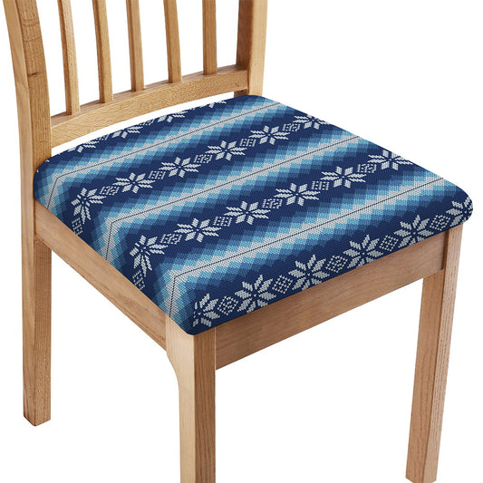 Snow Flower Knitted Pattern Print Chair Cushion Cover