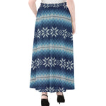 Snow Flower Knitted Pattern Print Chiffon Maxi Skirt