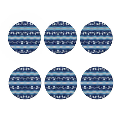 Snow Flower Knitted Pattern Print Coaster Set
