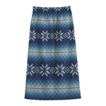 Snow Flower Knitted Pattern Print Cotton Front Slit Maxi Skirt