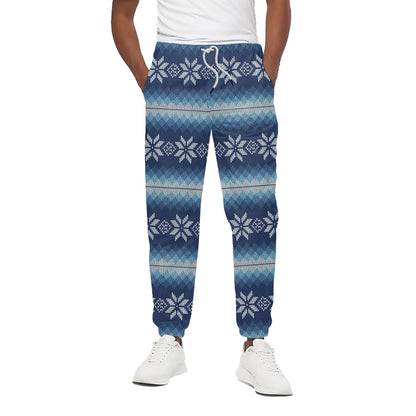 Snow Flower Knitted Pattern Print Cotton Pants