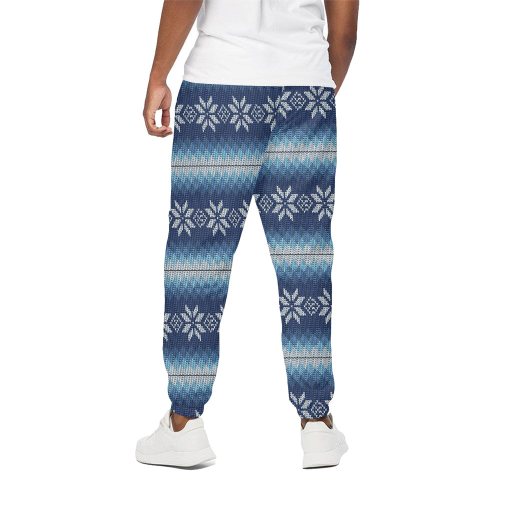 Snow Flower Knitted Pattern Print Cotton Pants
