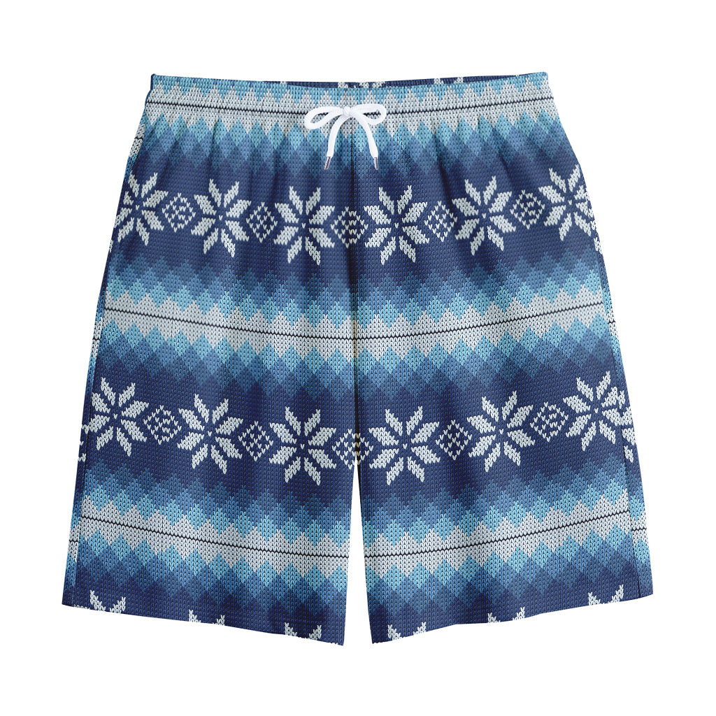 Snow Flower Knitted Pattern Print Cotton Shorts