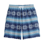 Snow Flower Knitted Pattern Print Cotton Shorts