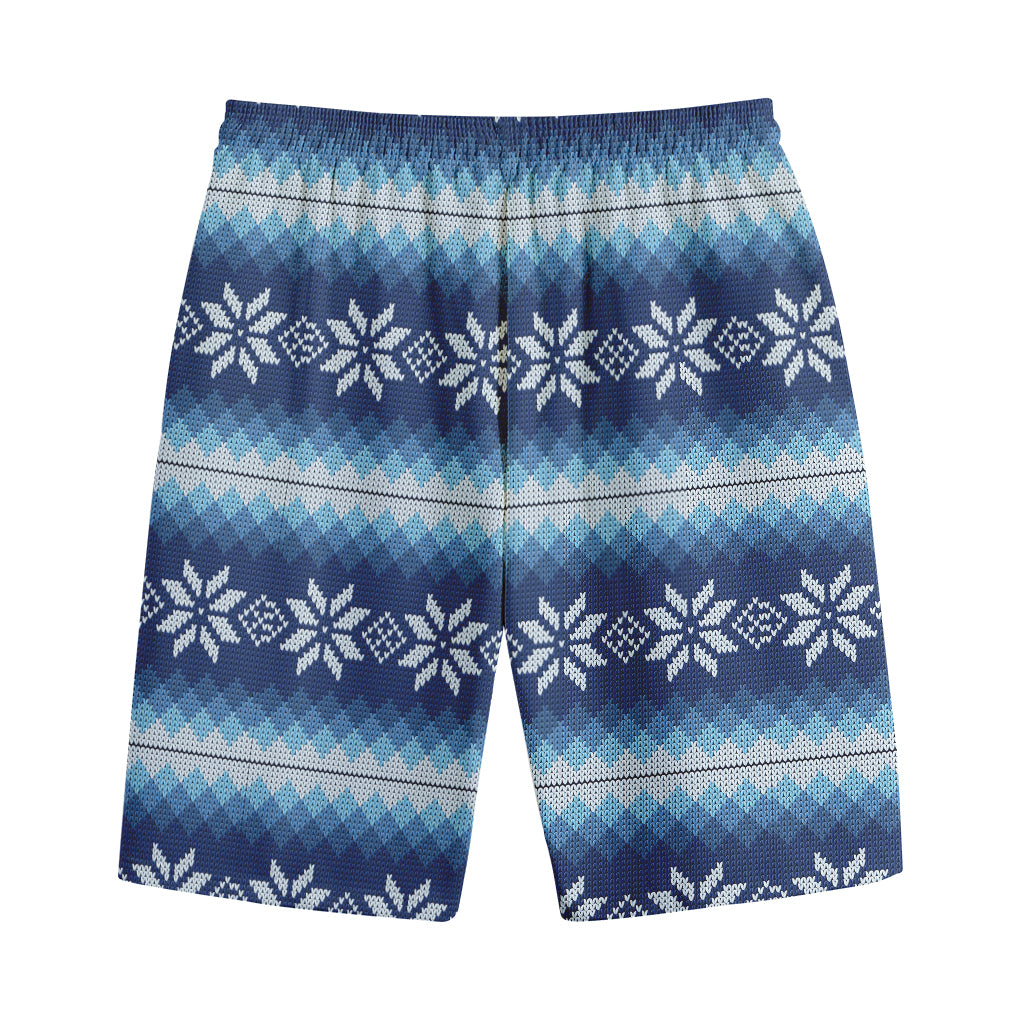 Snow Flower Knitted Pattern Print Cotton Shorts