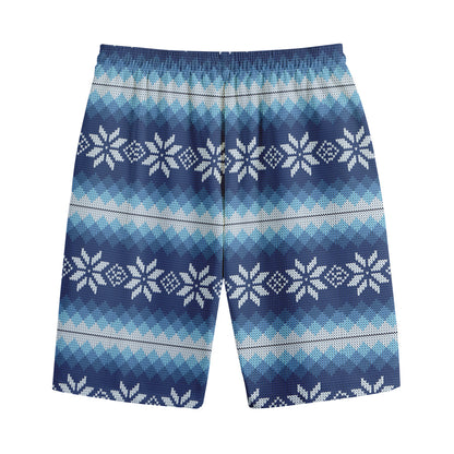 Snow Flower Knitted Pattern Print Cotton Shorts