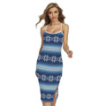 Snow Flower Knitted Pattern Print Cross Back Cami Dress