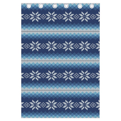 Snow Flower Knitted Pattern Print Curtain