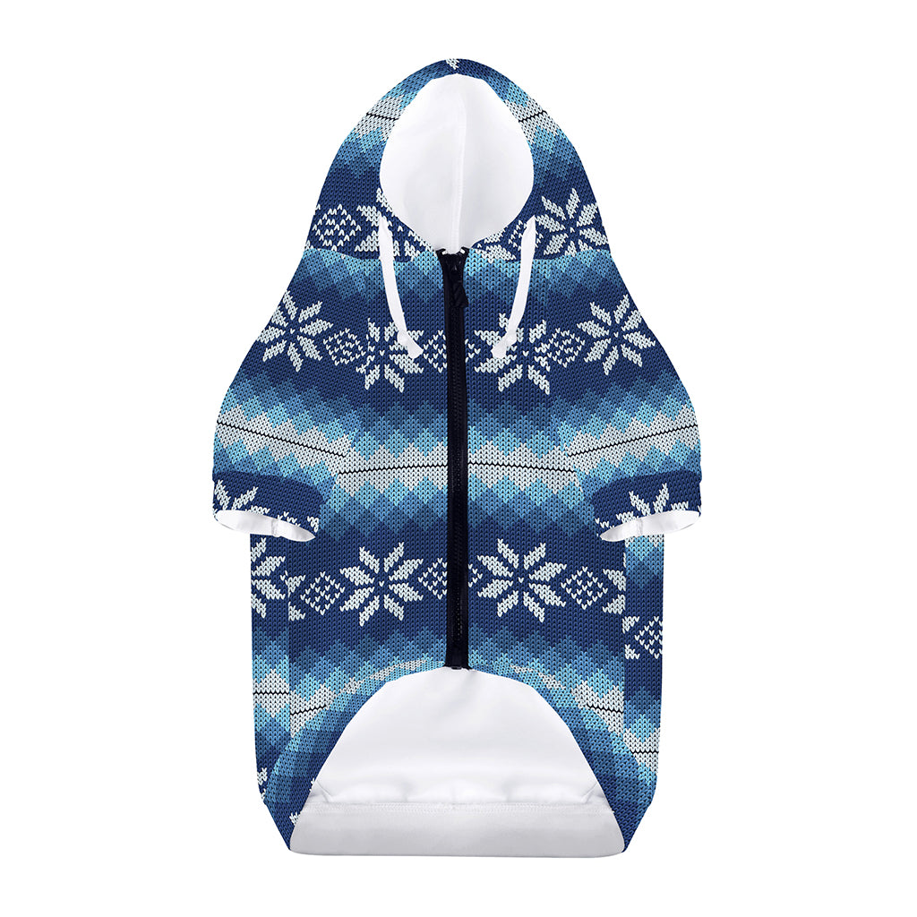 Snow Flower Knitted Pattern Print Dog Zip Up Hoodie