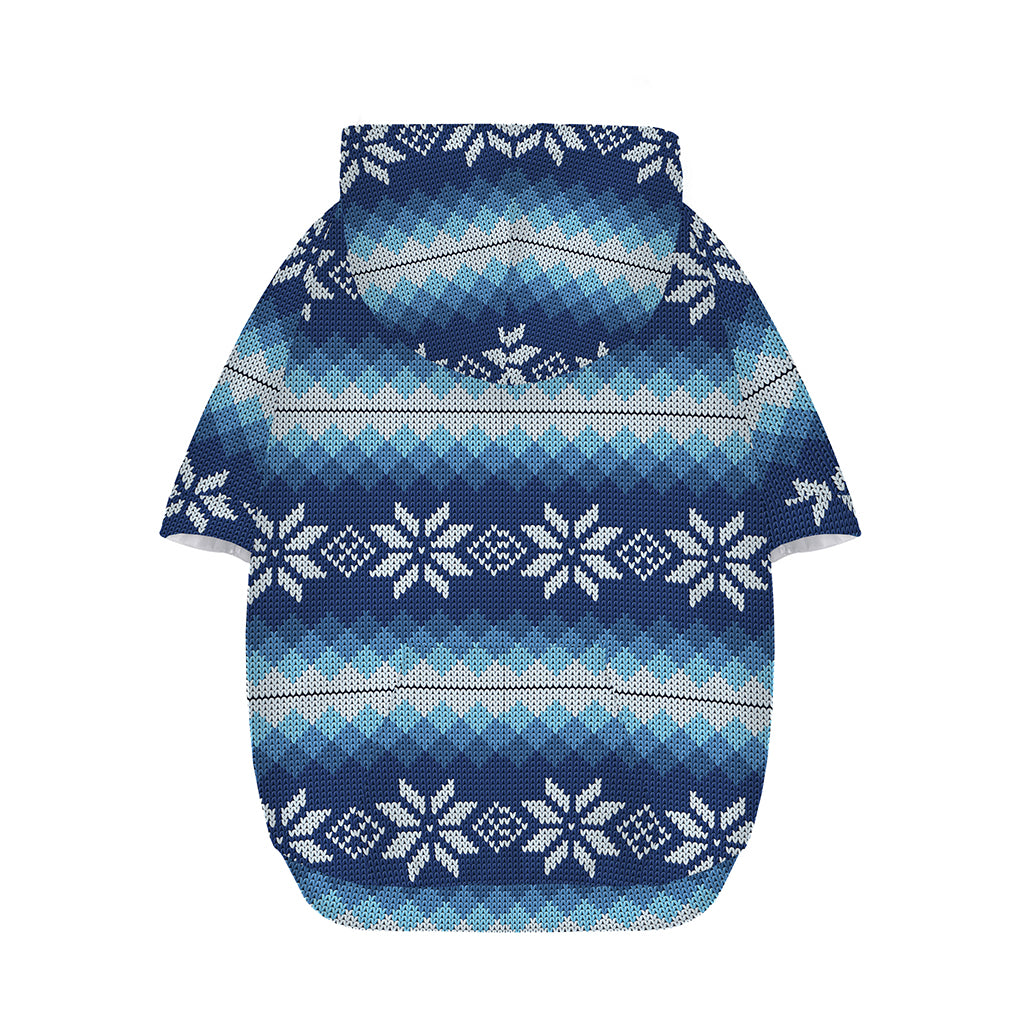 Snow Flower Knitted Pattern Print Dog Zip Up Hoodie