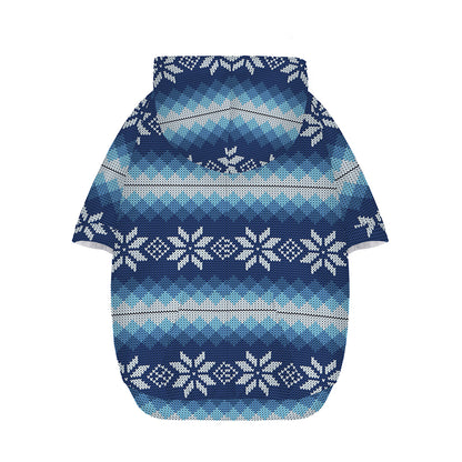 Snow Flower Knitted Pattern Print Dog Zip Up Hoodie