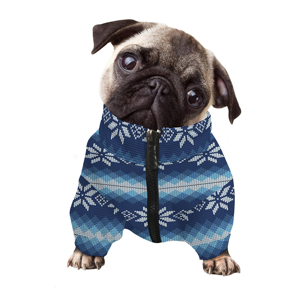 Snow Flower Knitted Pattern Print Dog Zip Up Jacket