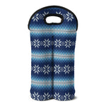 Snow Flower Knitted Pattern Print Double Neoprene Wine Tote