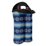 Snow Flower Knitted Pattern Print Double Neoprene Wine Tote