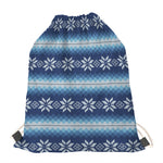 Snow Flower Knitted Pattern Print Drawstring Bag