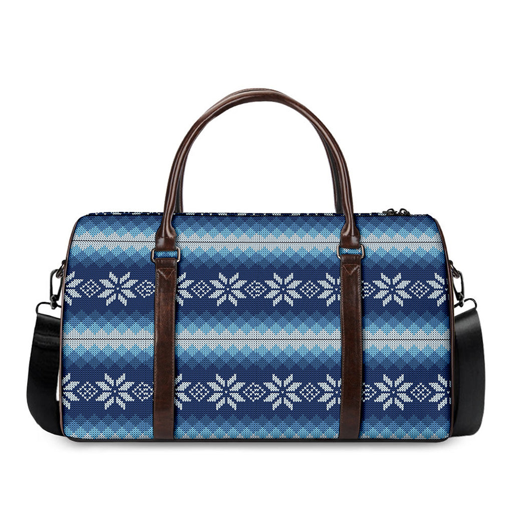 Snow Flower Knitted Pattern Print Duffle Bag