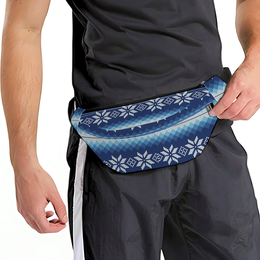 Snow Flower Knitted Pattern Print Fanny Pack