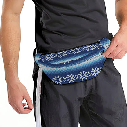 Snow Flower Knitted Pattern Print Fanny Pack
