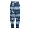 Snow Flower Knitted Pattern Print Fleece Lined Knit Pants