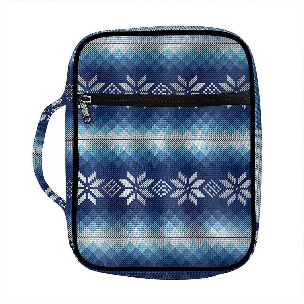 Snow Flower Knitted Pattern Print Front Pocket Bible Bag