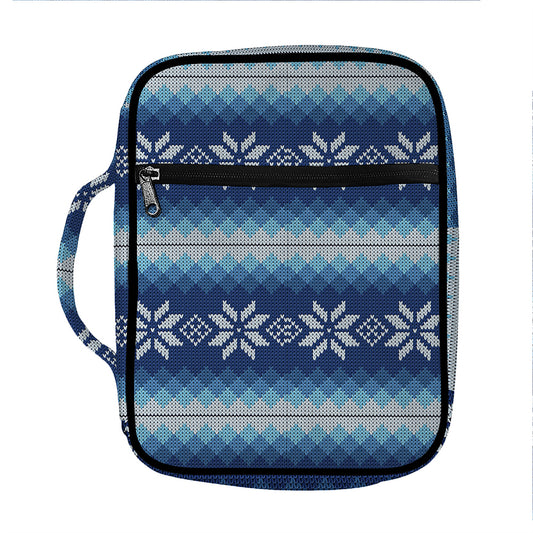 Snow Flower Knitted Pattern Print Front Pocket Bible Bag